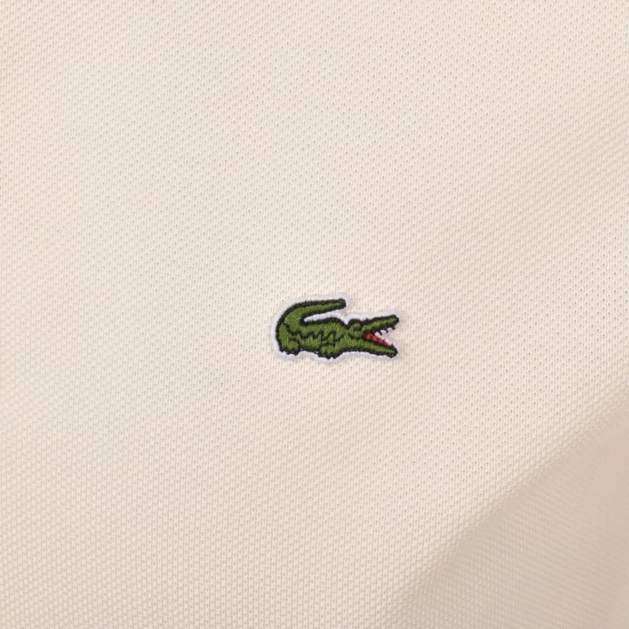 Image number 3 for Lacoste Contrast Collar Polo T Shirt Cream