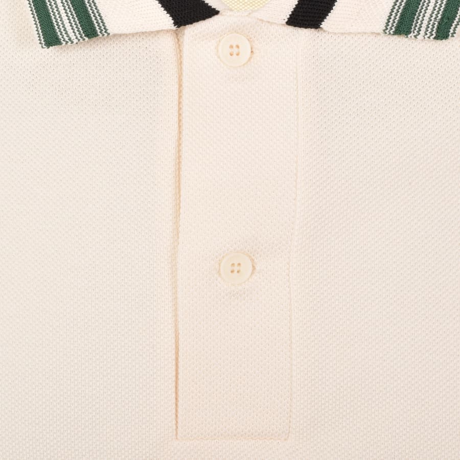 Image number 5 for Lacoste Contrast Collar Polo T Shirt Cream