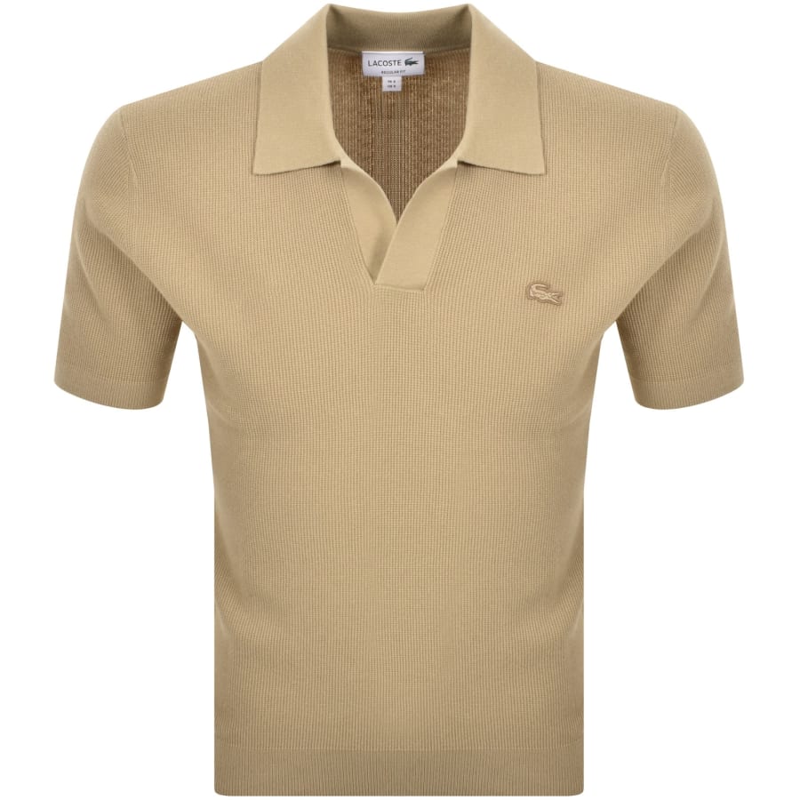 Image number 1 for Lacoste Johnny Collar Knit Sweater Tan Brown