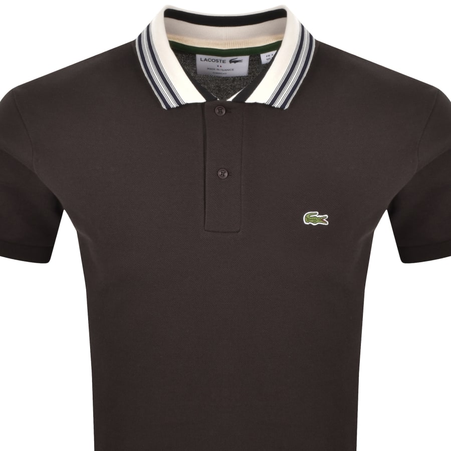 Image number 2 for Lacoste Contrast Collar Polo T Shirt Brown