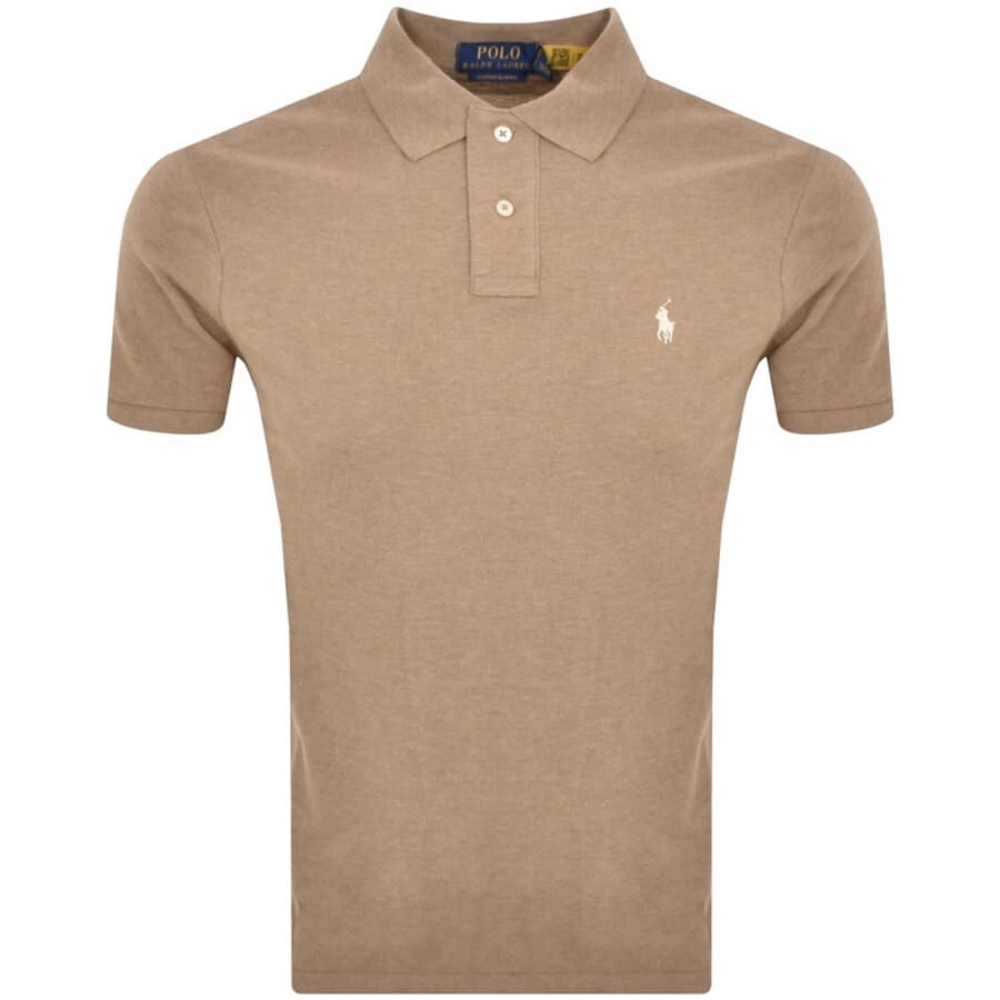 Image number 1 for Ralph Lauren Custom Slim Polo T Shirt Brown