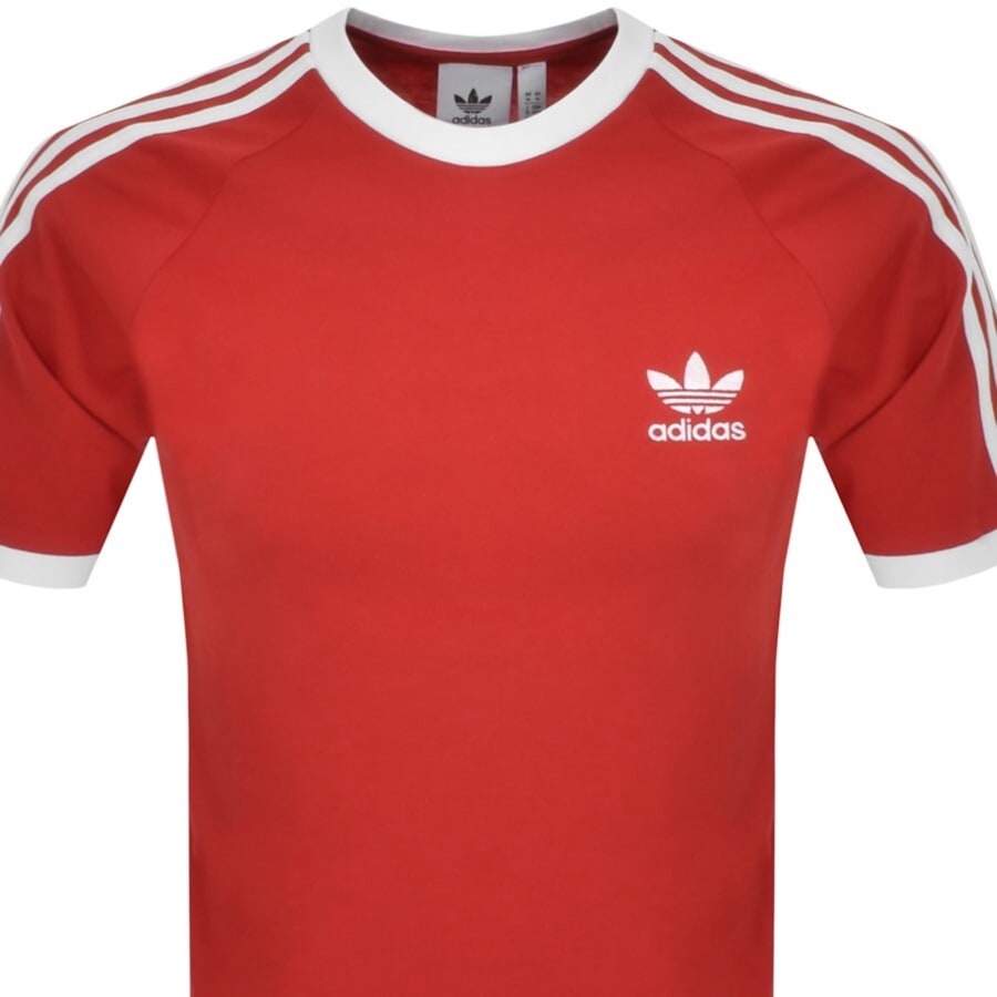 Image number 2 for adidas 3 Stripe T Shirt Red