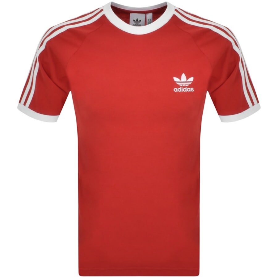 Image number 1 for adidas 3 Stripe T Shirt Red