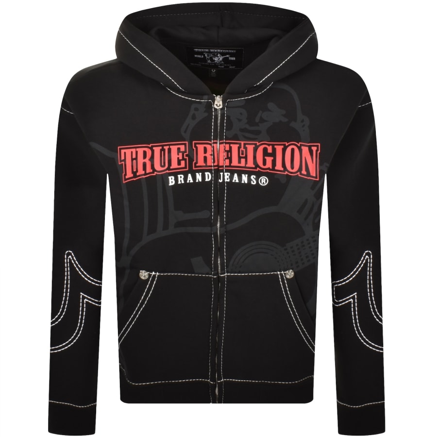 Image number 2 for True Religion Cinched Zip Up Hoodie Black