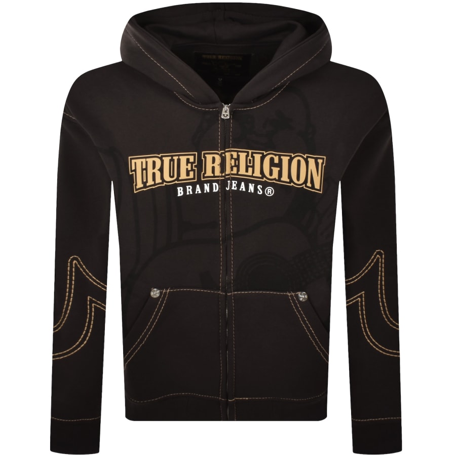 Image number 2 for True Religion Cinched Zip Up Hoodie Brown