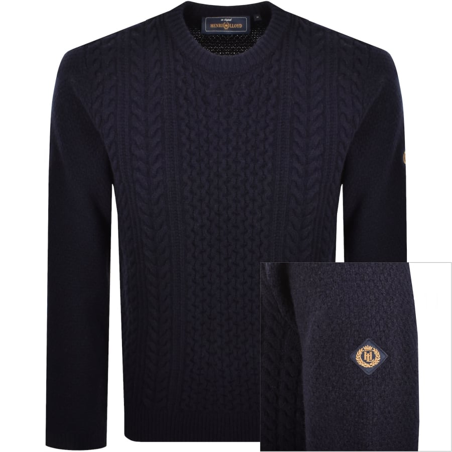 Image number 1 for Henri Lloyd Cable Knit Jumper Navy