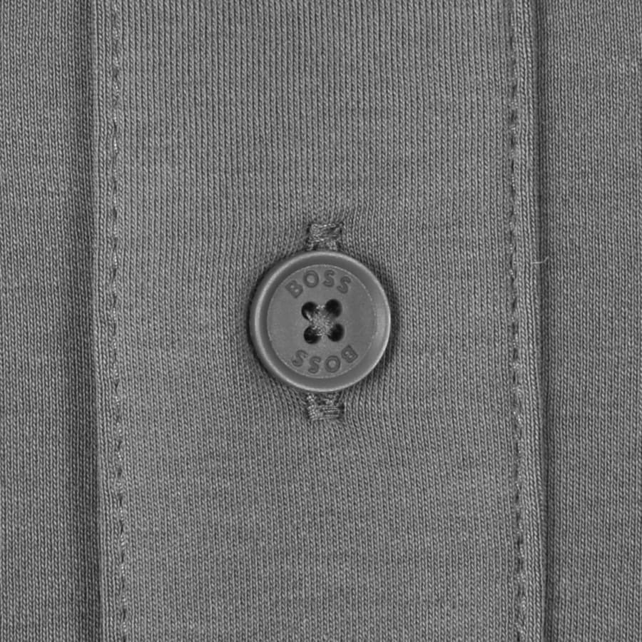 Image number 4 for BOSS Interlock Long Sleeved Polo T Shirt Grey