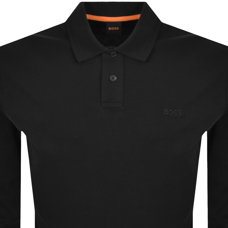 Image number 2 for BOSS Interlock Long Sleeved Polo T Shirt Black