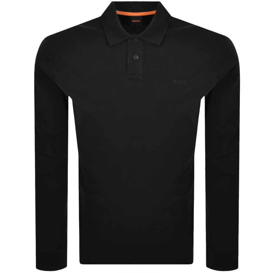 Image number 1 for BOSS Interlock Long Sleeved Polo T Shirt Black