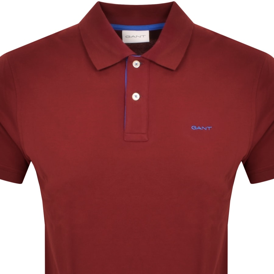 Image number 2 for Gant Collar Contrast Rugger Polo T Shirt Red