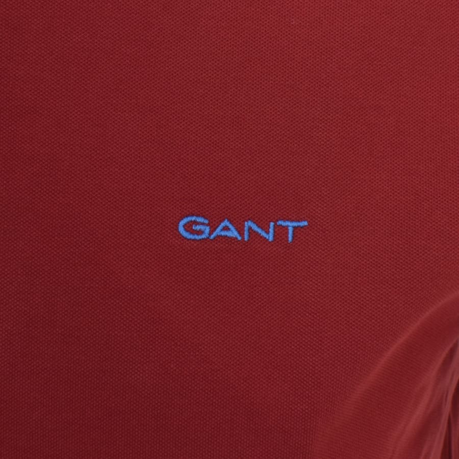 Image number 3 for Gant Collar Contrast Rugger Polo T Shirt Red