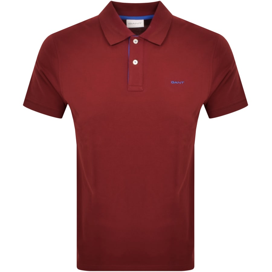 Image number 1 for Gant Collar Contrast Rugger Polo T Shirt Red