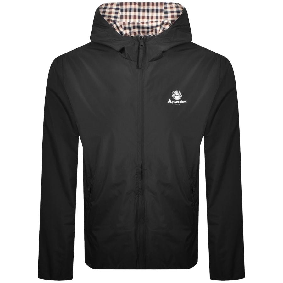 Image number 2 for Aquascutum Hooded Sailor Reversible Jacket Black