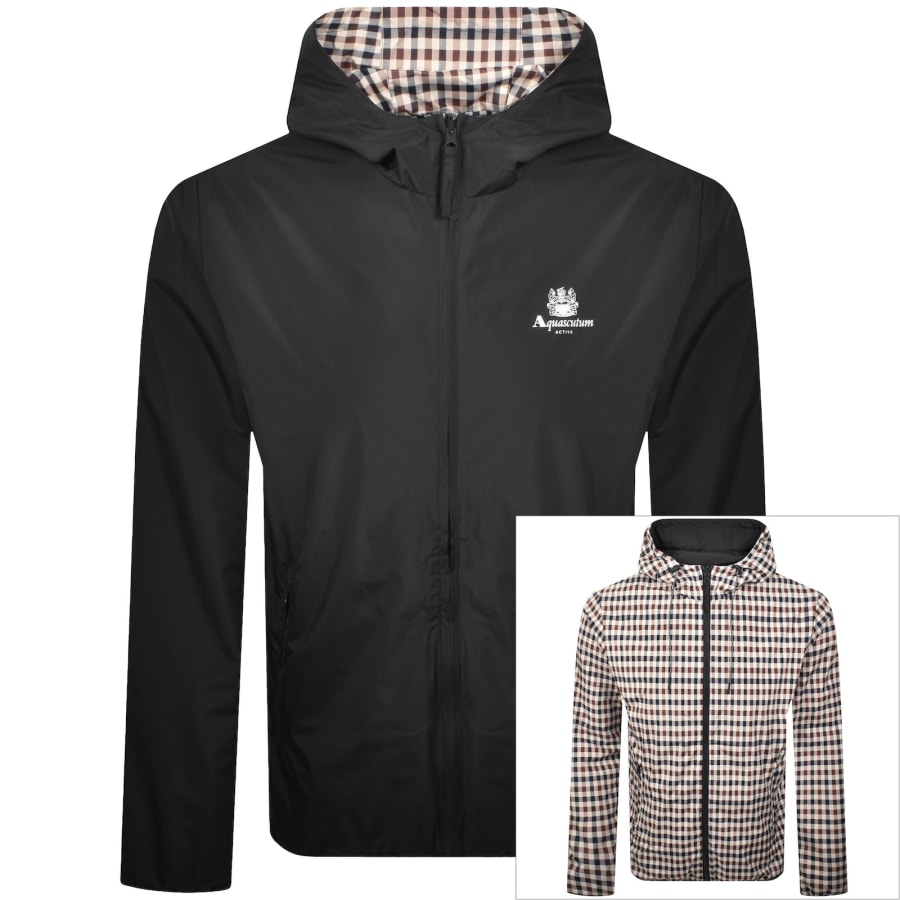 Image number 1 for Aquascutum Hooded Sailor Reversible Jacket Black