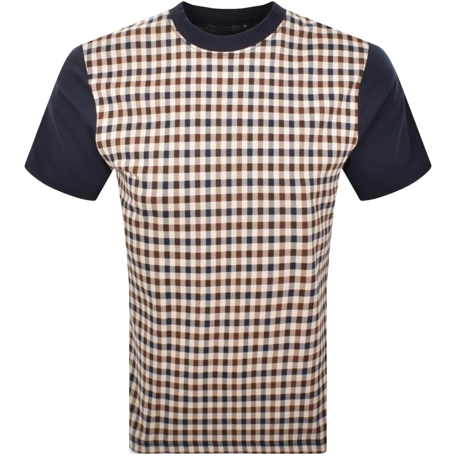 Image number 2 for Aquascutum Check T Shirt Navy