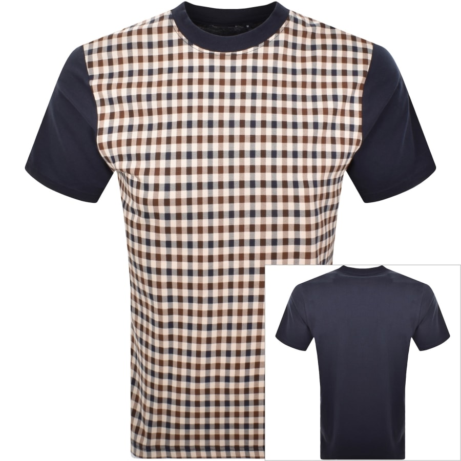 Image number 1 for Aquascutum Check T Shirt Navy