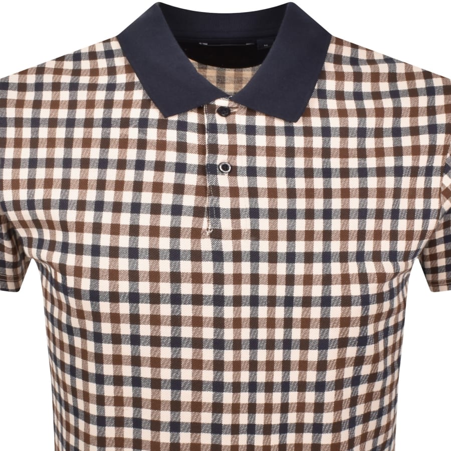 Image number 2 for Aquascutum Check Polo T Shirt Navy