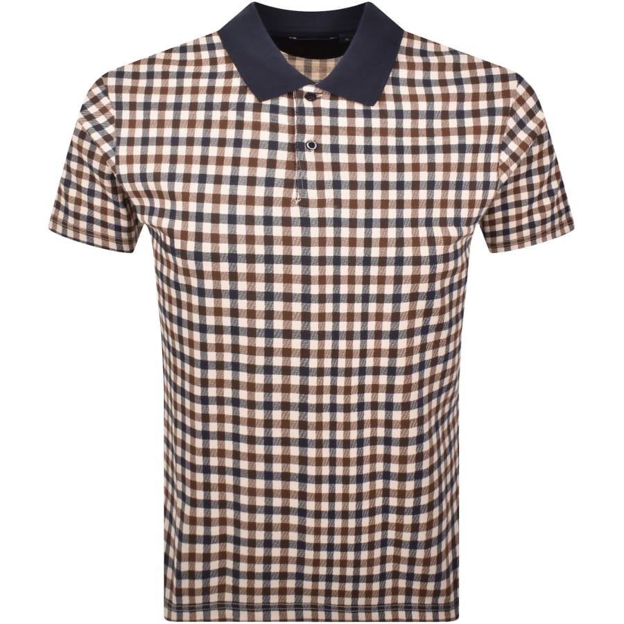 Image number 1 for Aquascutum Check Polo T Shirt Navy