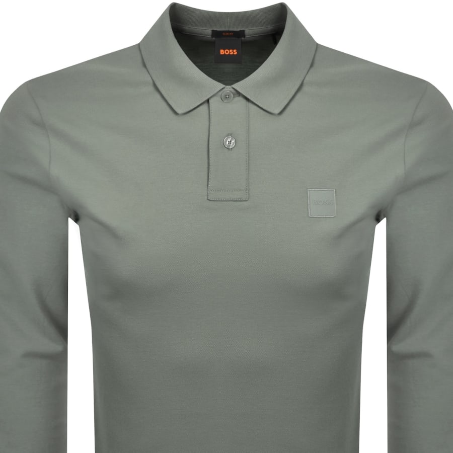 Image number 2 for BOSS Long Sleeve Passerby Polo T Shirt Grey