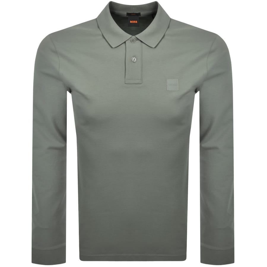 Image number 1 for BOSS Long Sleeve Passerby Polo T Shirt Grey