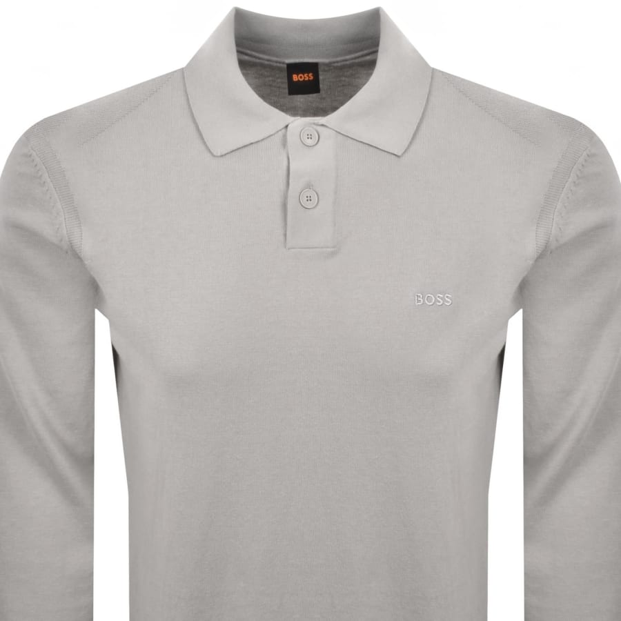 Image number 2 for BOSS Asac Polo Knit Jumper Grey