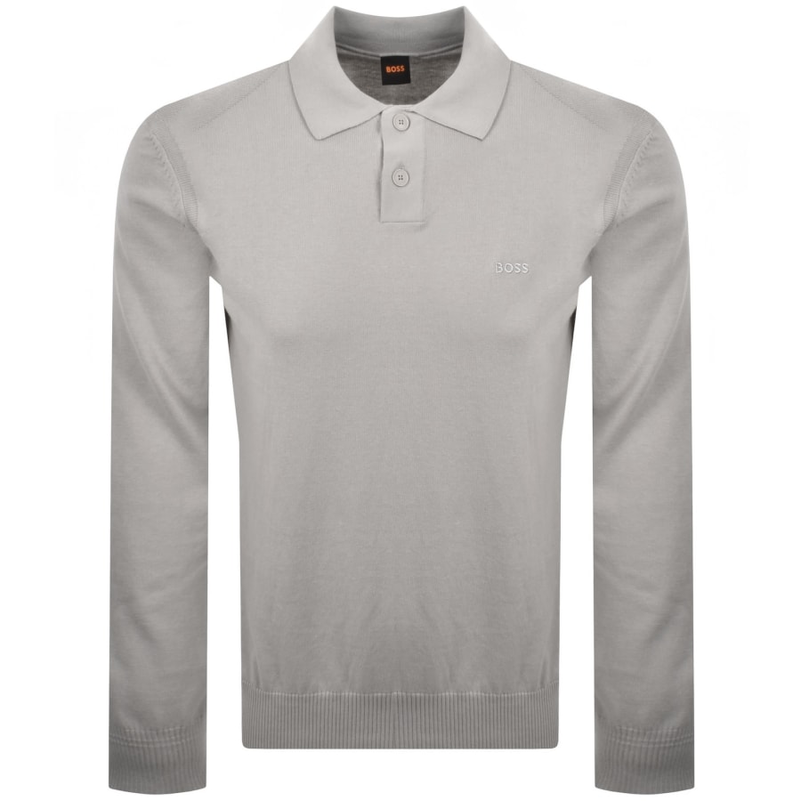 Image number 1 for BOSS Asac Polo Knit Jumper Grey