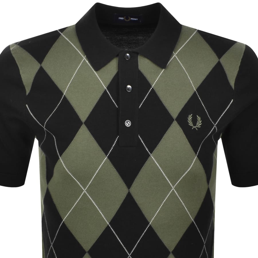Image number 2 for Fred Perry Argyle Knit Polo Black