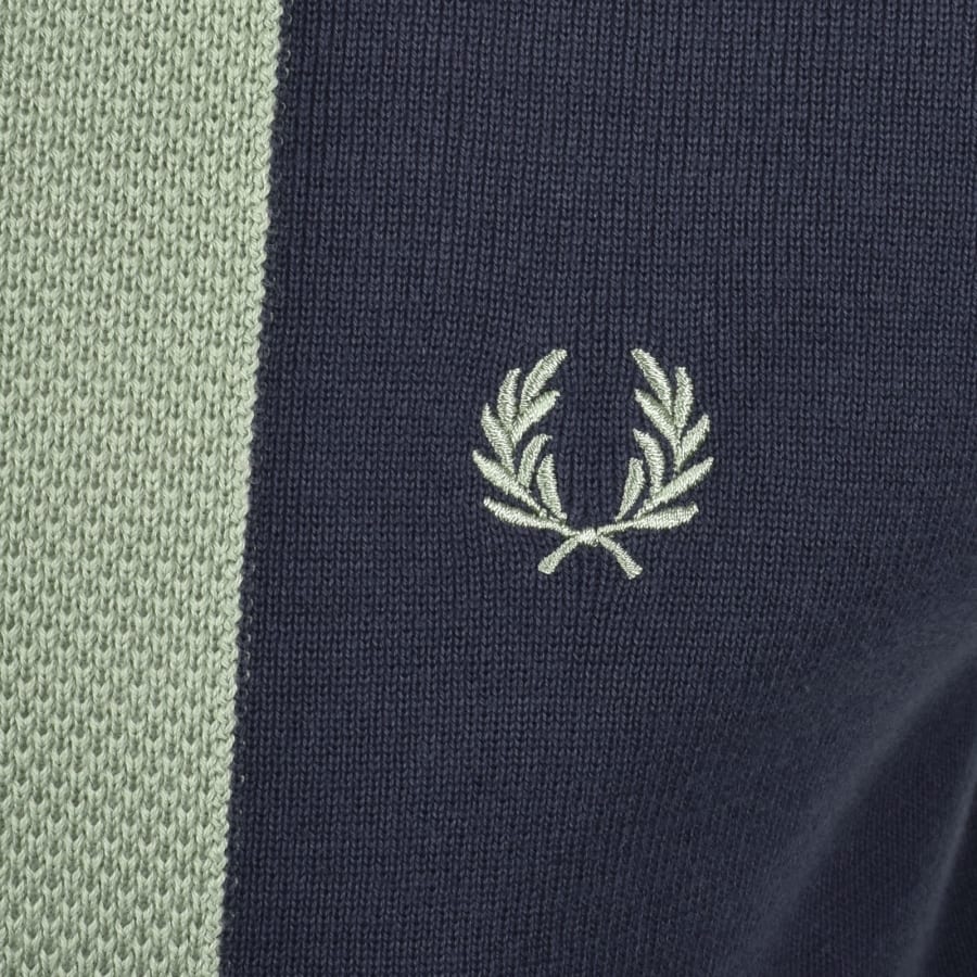 Image number 3 for Fred Perry Striped Knit Polo Navy