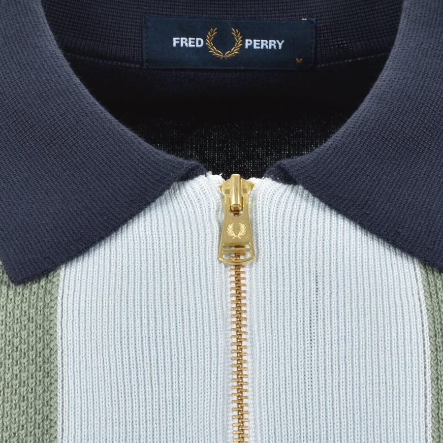 Image number 4 for Fred Perry Striped Knit Polo Navy