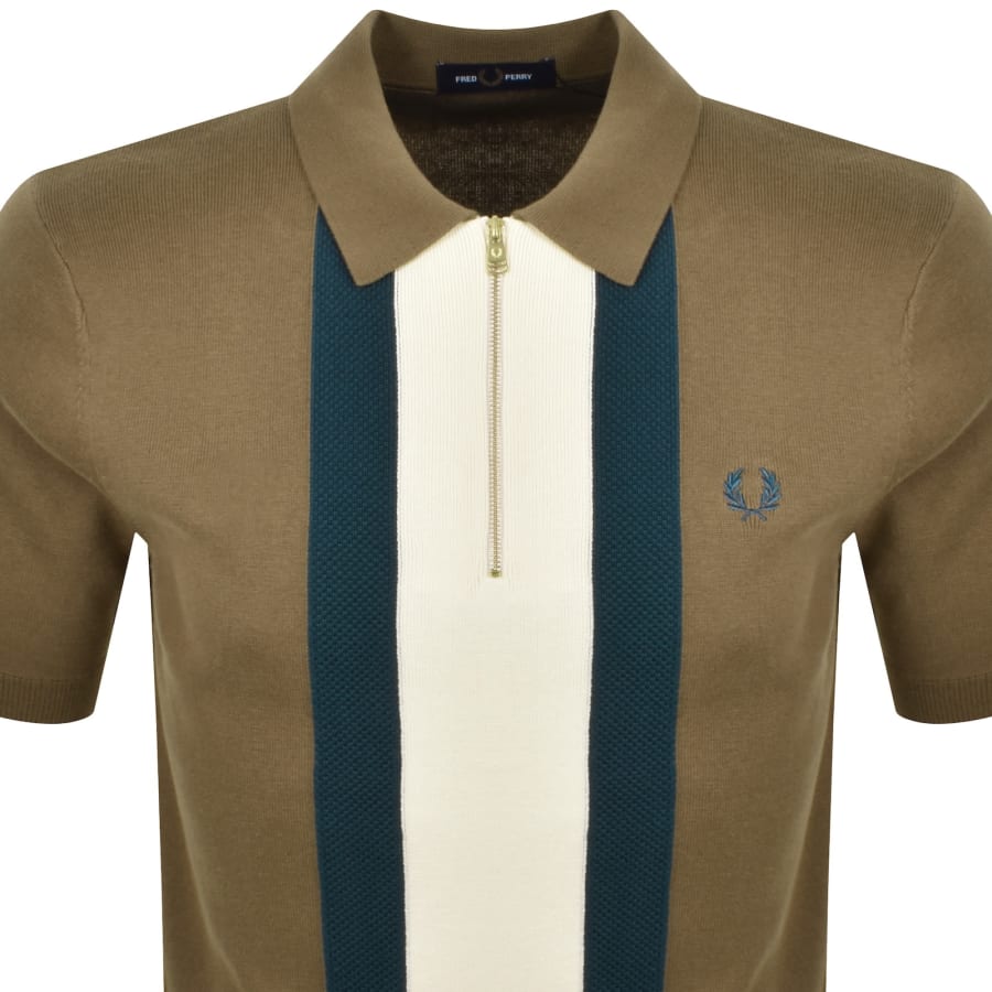 Image number 2 for Fred Perry Striped Knit Polo Brown