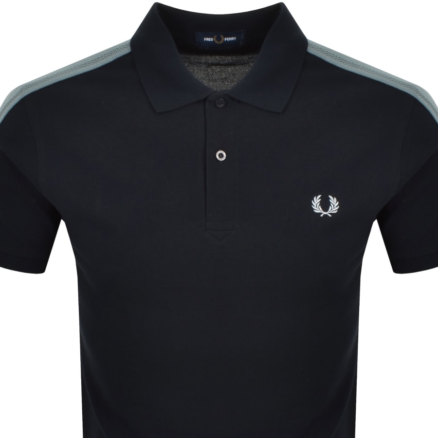 Image number 2 for Fred Perry Mesh Taped Polo Shirt Navy