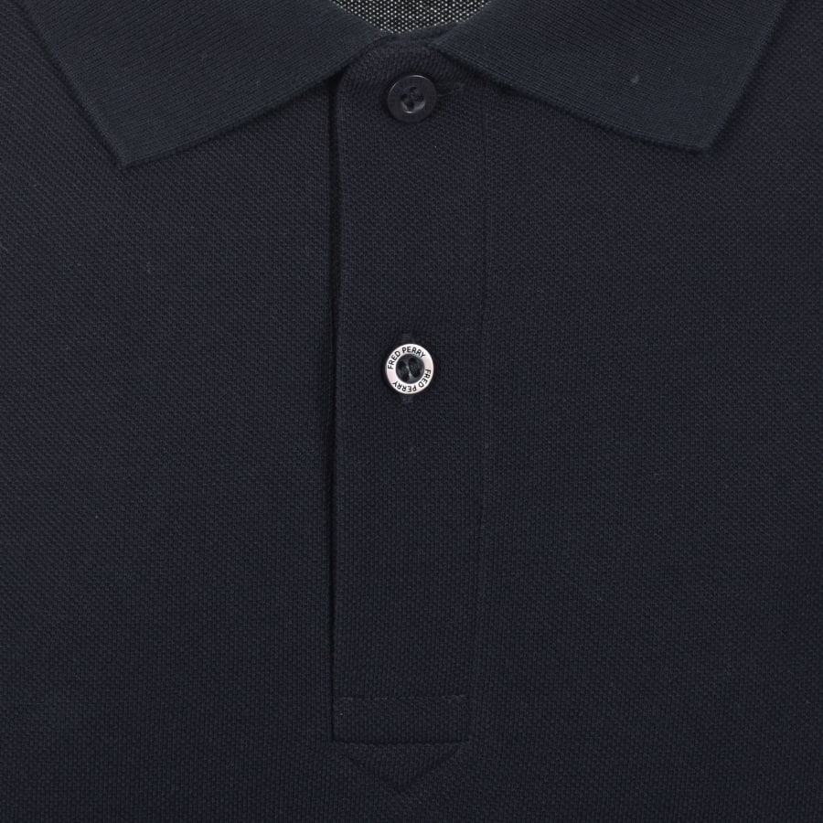 Image number 4 for Fred Perry Mesh Taped Polo Shirt Navy