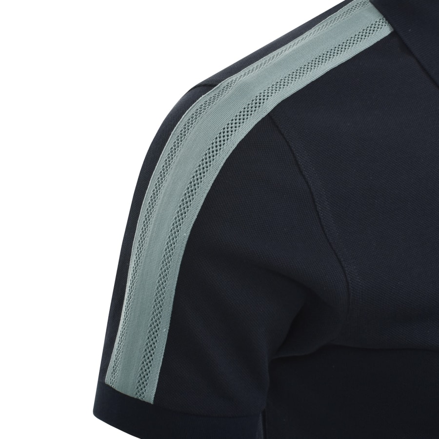 Image number 5 for Fred Perry Mesh Taped Polo Shirt Navy