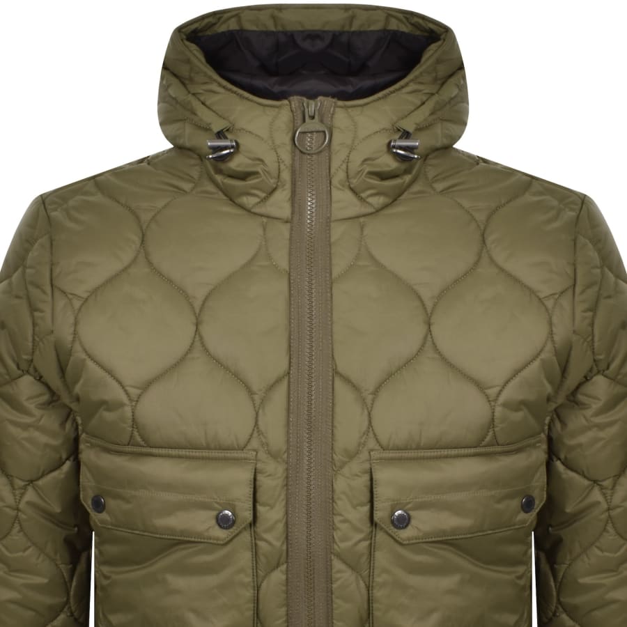 Image number 2 for Barbour Hooded Spey Quilt Jacket Green