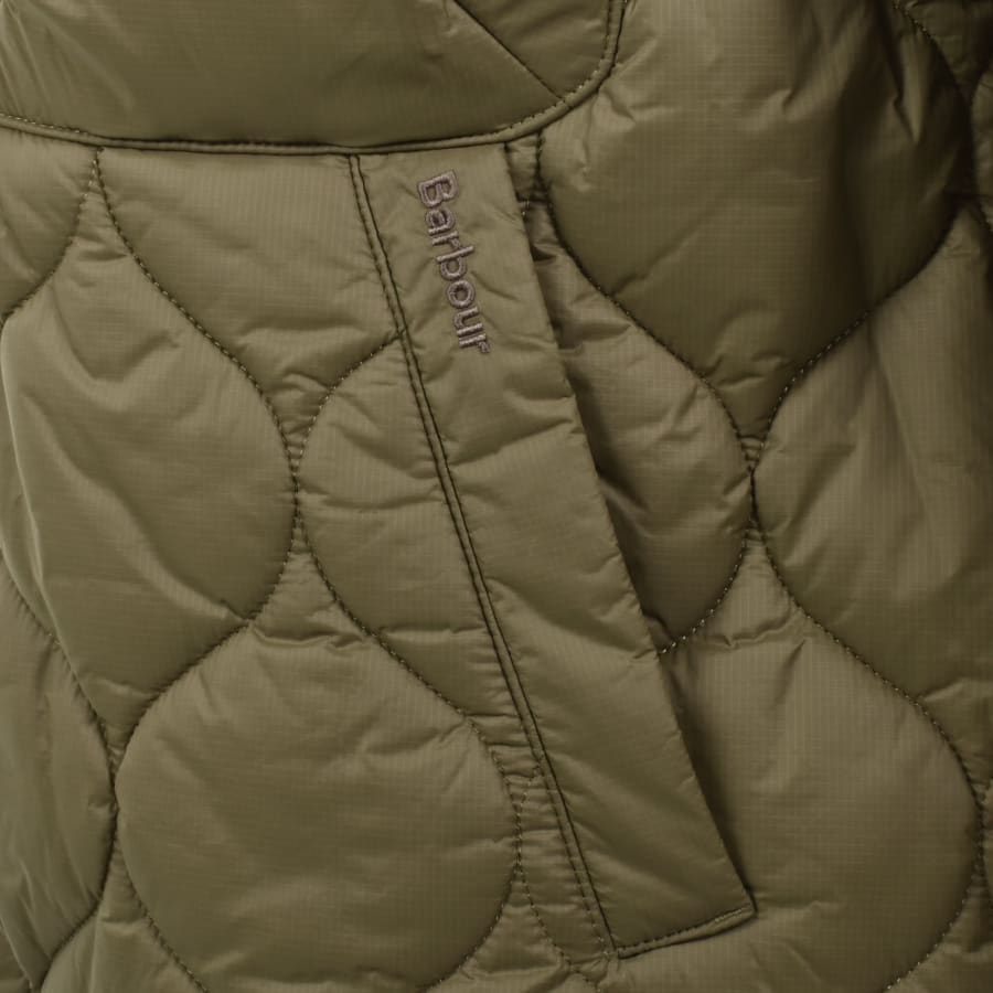 Image number 3 for Barbour Hooded Spey Quilt Jacket Green