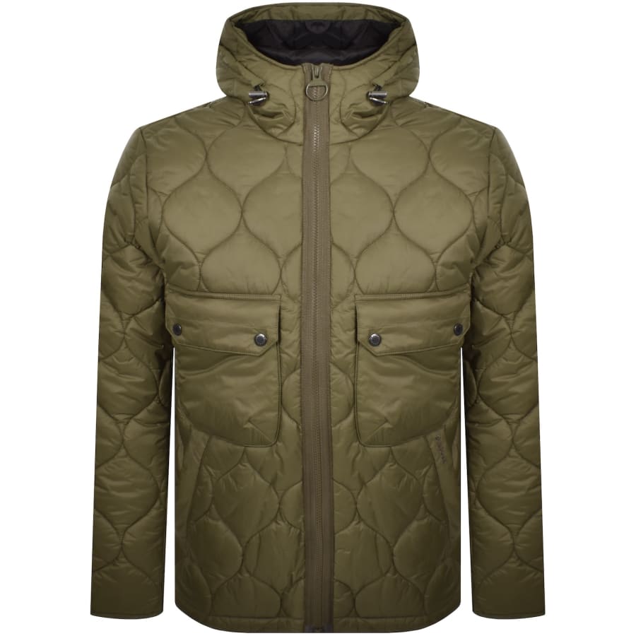 Image number 1 for Barbour Hooded Spey Quilt Jacket Green