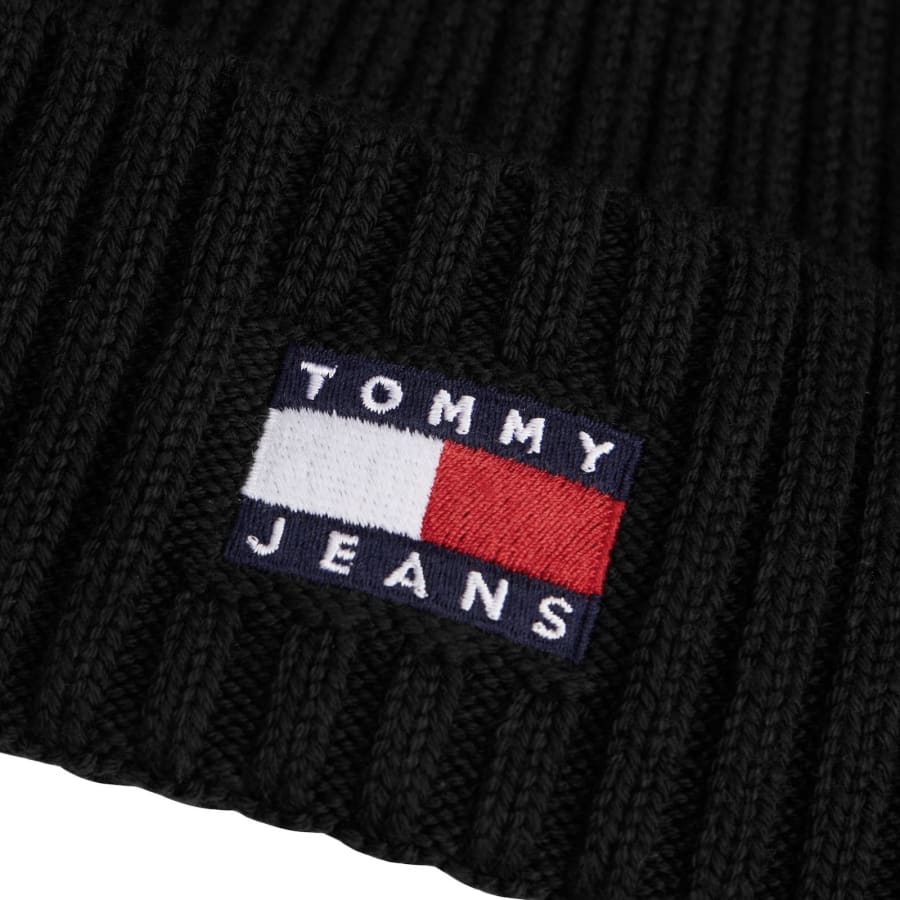 Image number 3 for Tommy Jeans Flag Beanie Hat Black
