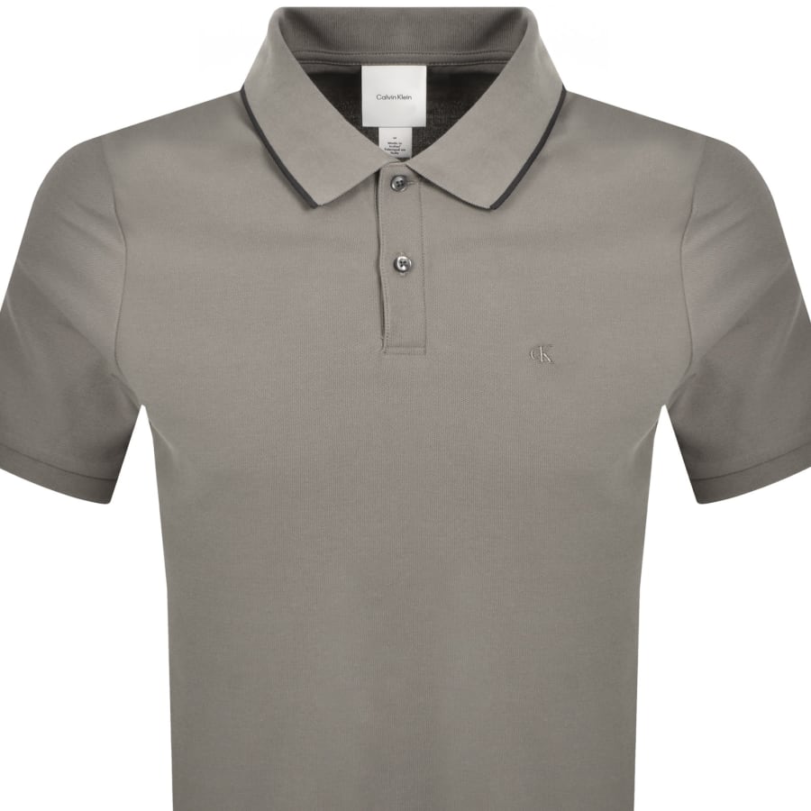 Image number 2 for Calvin Klein Pique Polo T Shirt Brown
