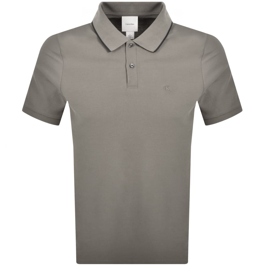 Image number 1 for Calvin Klein Pique Polo T Shirt Brown