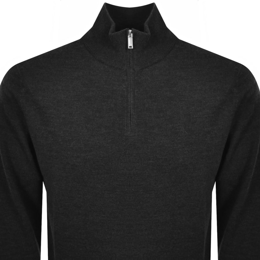 Image number 2 for Calvin Klein Merino Wool Zip Neck Jumper Grey