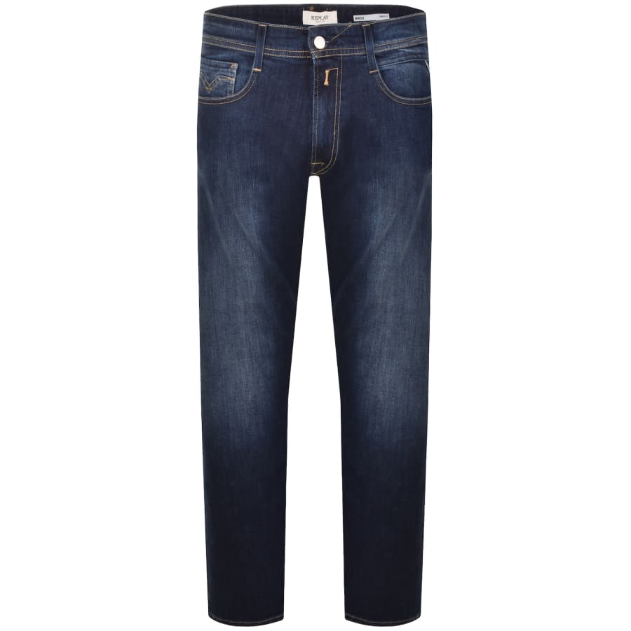 Image number 2 for Replay Comfort Fit Rocco Jeans Mid Wash Blue