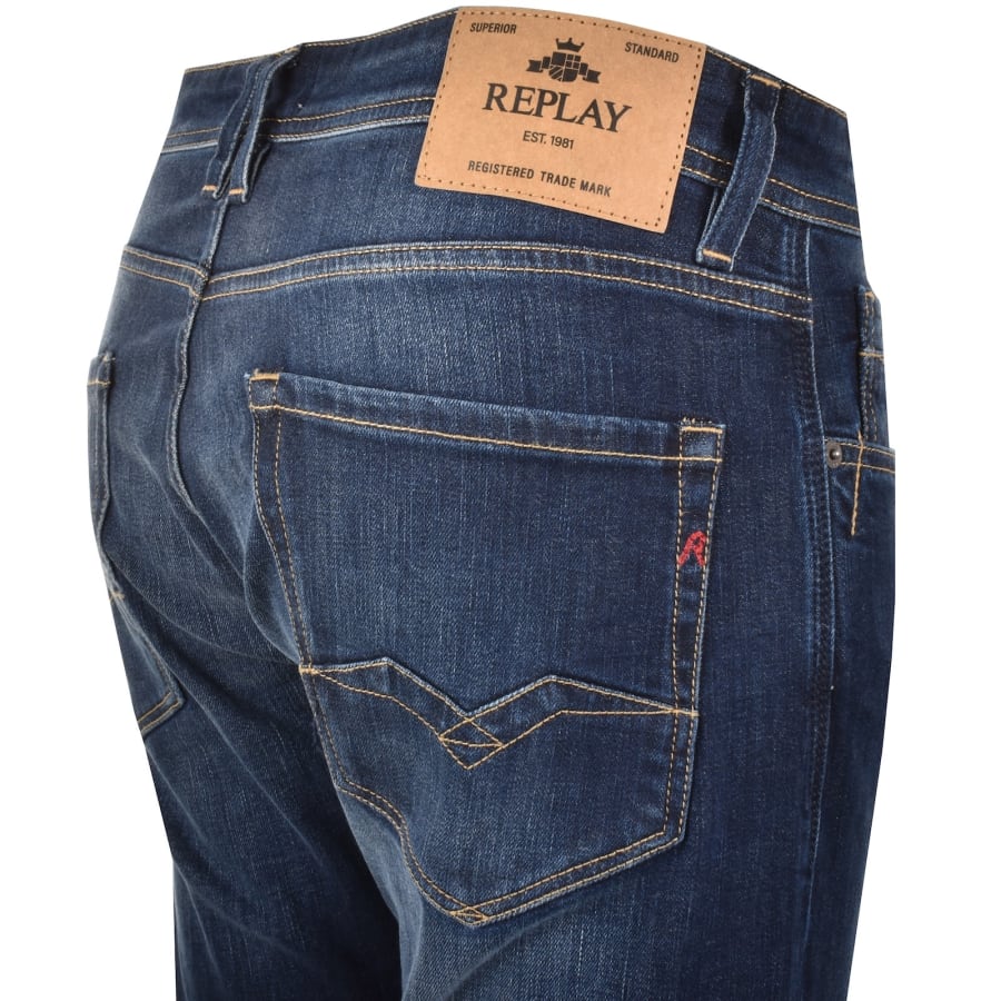 Image number 4 for Replay Comfort Fit Rocco Jeans Mid Wash Blue