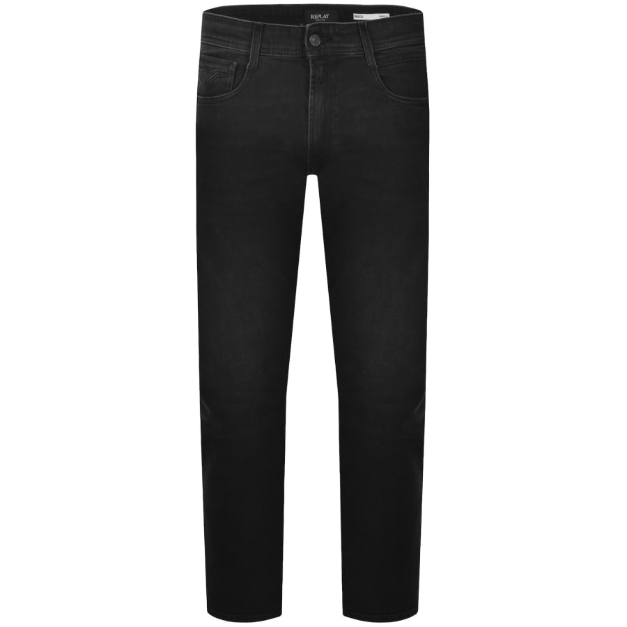 Image number 2 for Replay Comfort Fit Rocco Jeans Dark Wash Black