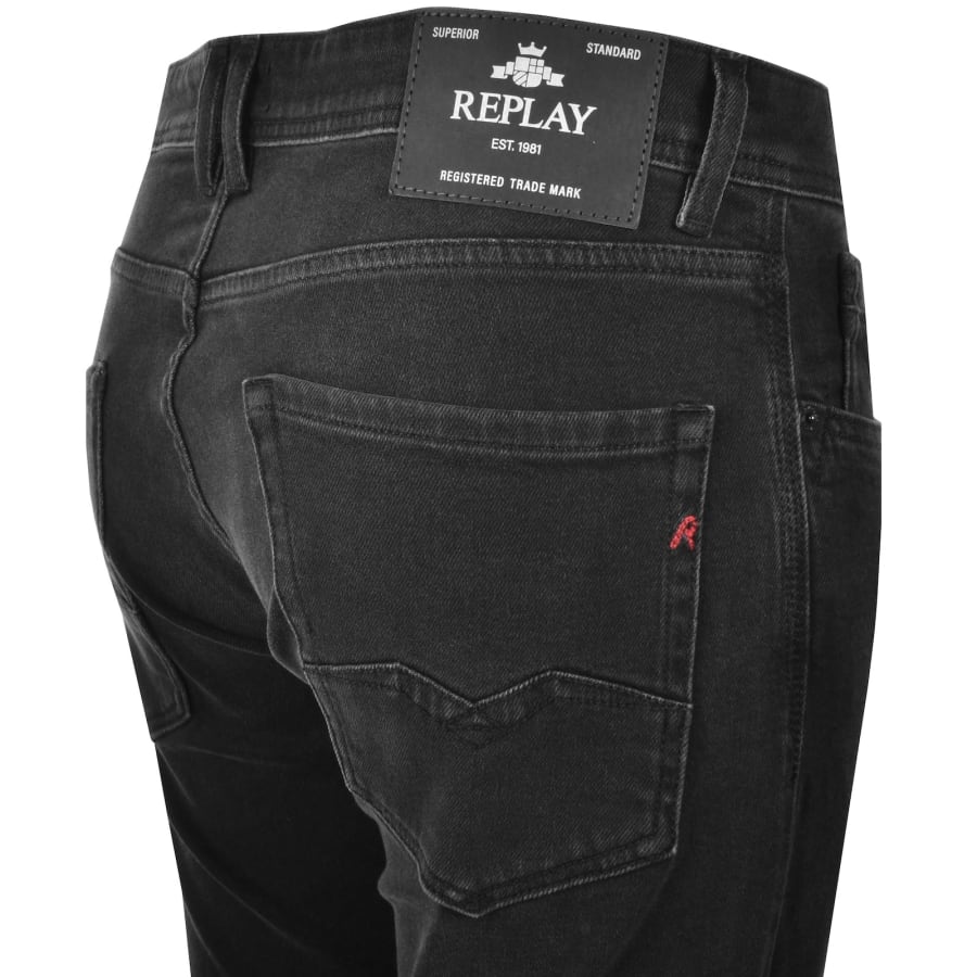 Image number 4 for Replay Comfort Fit Rocco Jeans Dark Wash Black
