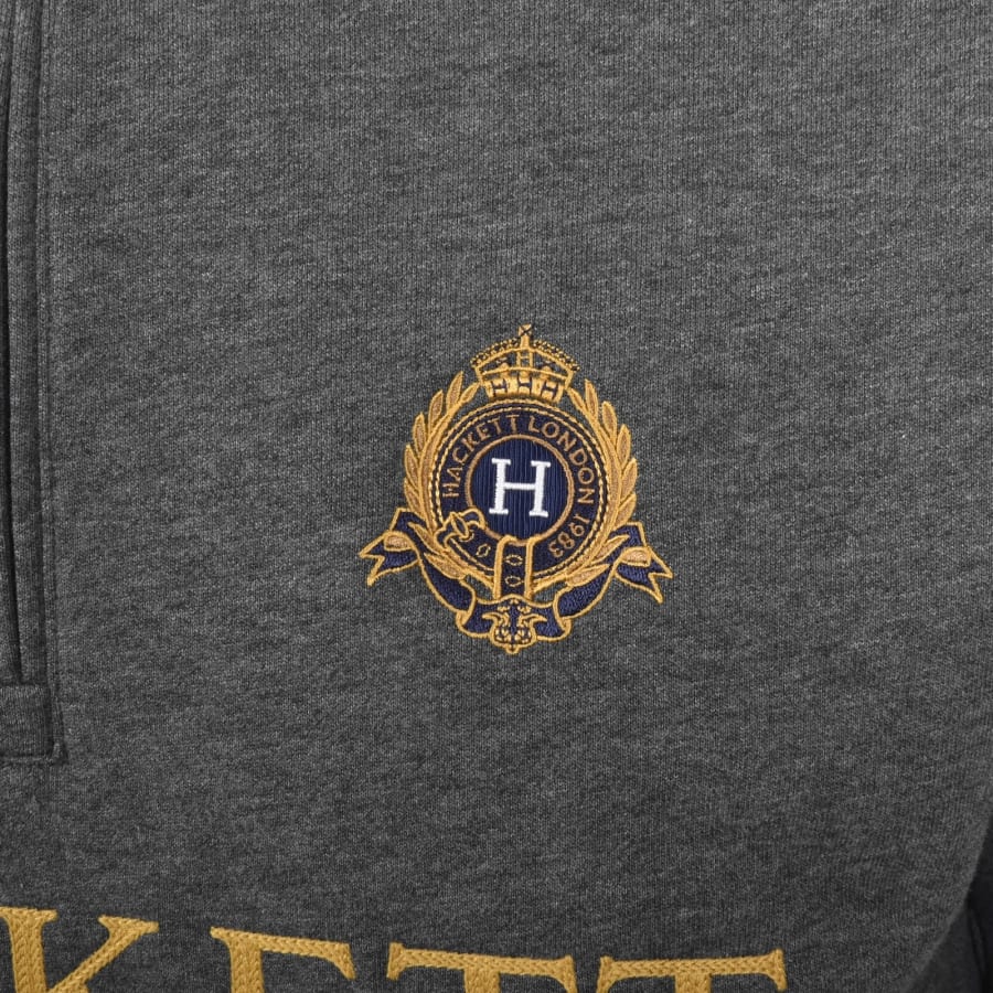 Image number 3 for Hackett Half Zip Sweatshirt Grey