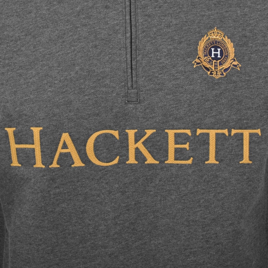 Image number 4 for Hackett Half Zip Sweatshirt Grey