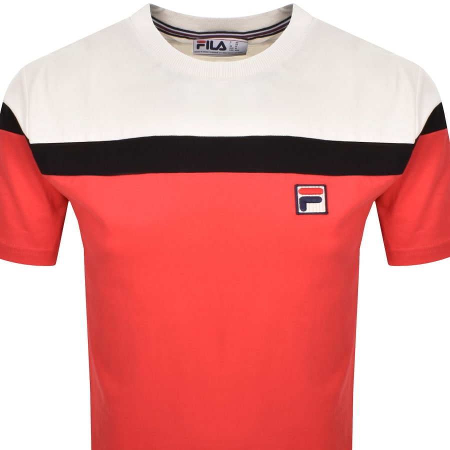 Image number 2 for Fila Vintage Aiden Colour Block T Shirt Red