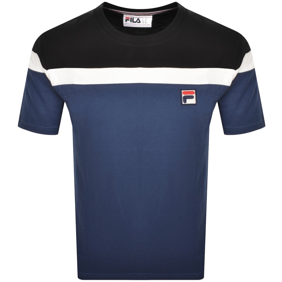 Image number 1 for Fila Vintage Aiden Colour Block T Shirt Navy