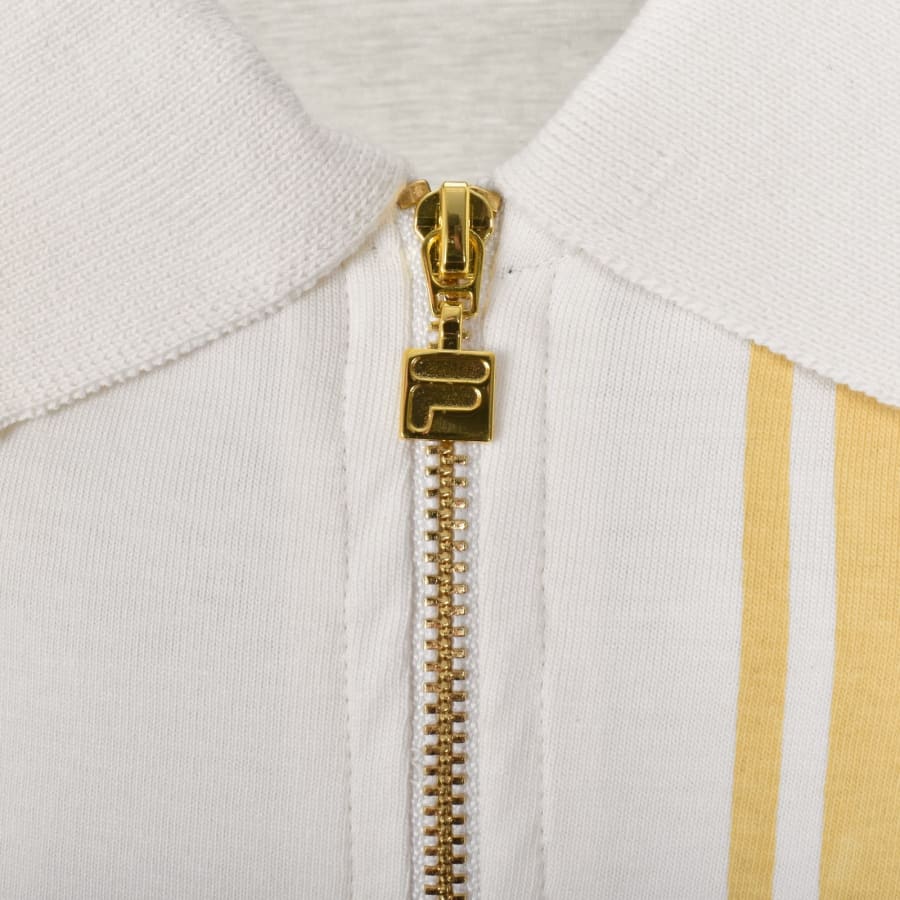 Image number 4 for Fila Vintage Dario Zip Polo T Shirt Cream