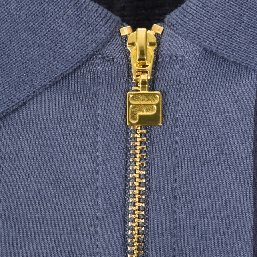 Image number 4 for Fila Vintage Dario Zip Polo T Shirt Blue
